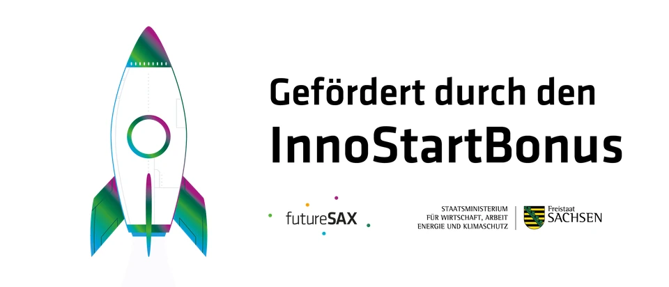 Gefördert durch den InnoStartBonus. futureSAX. Staatsministerium für Wirtschaft, Arbeit, Energie und Klimaschutz. Freistaat Sachsen.